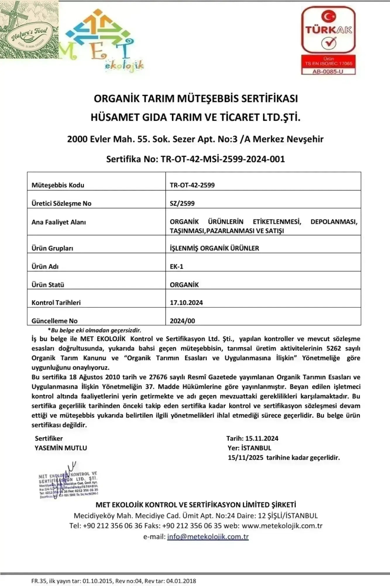 Organik Karabuğday Unu Nature's Food