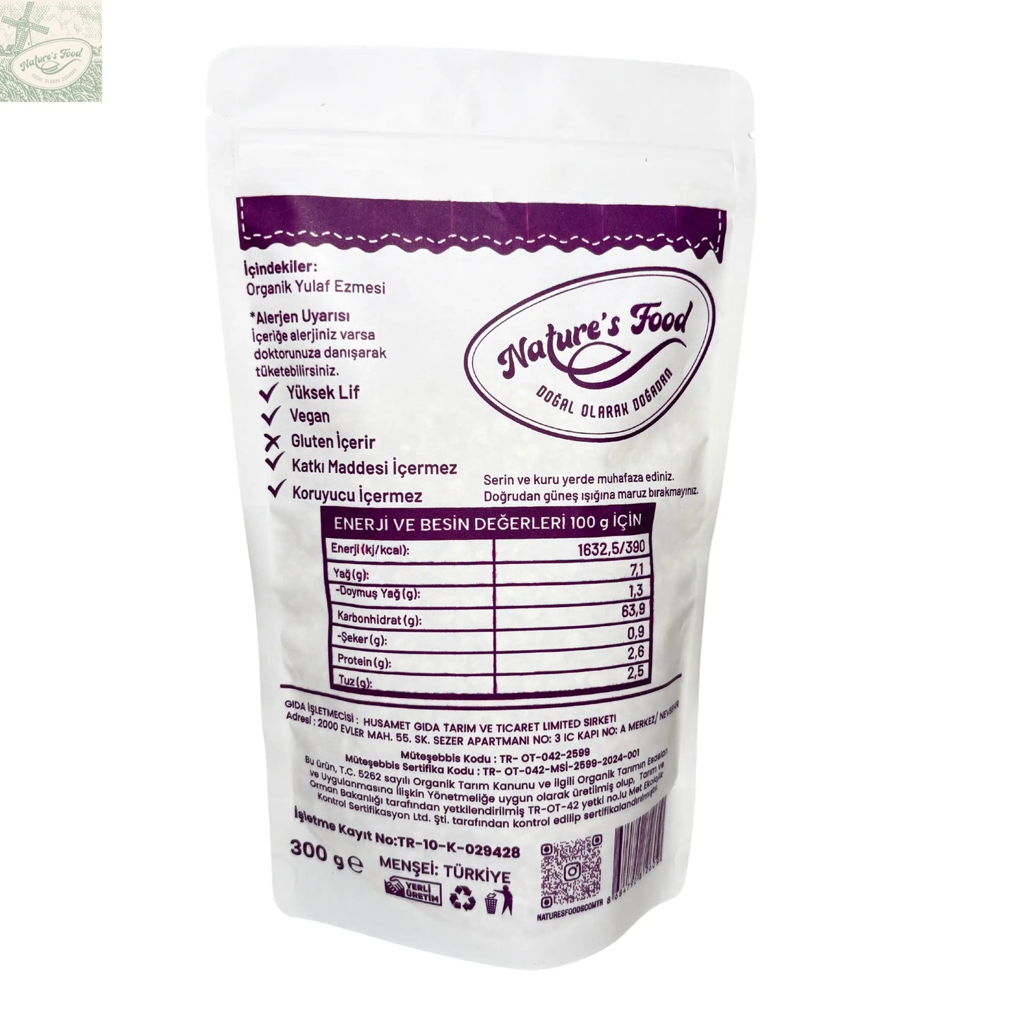 Organik Yulaf Ezmesi Nature's Food