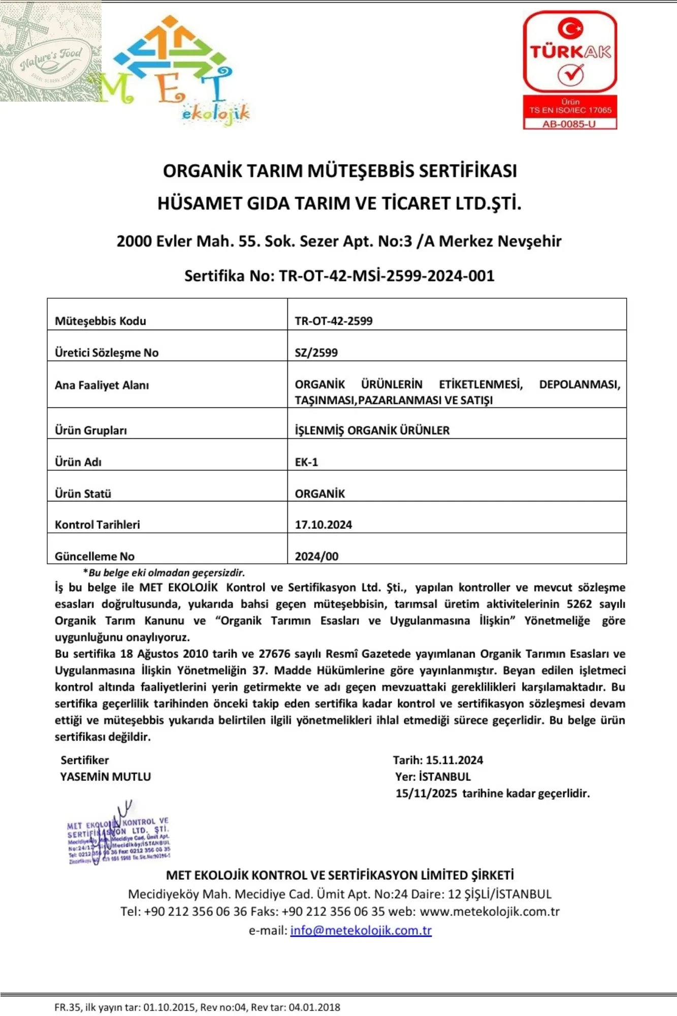 Organik Yulaf Unu Nature's Food