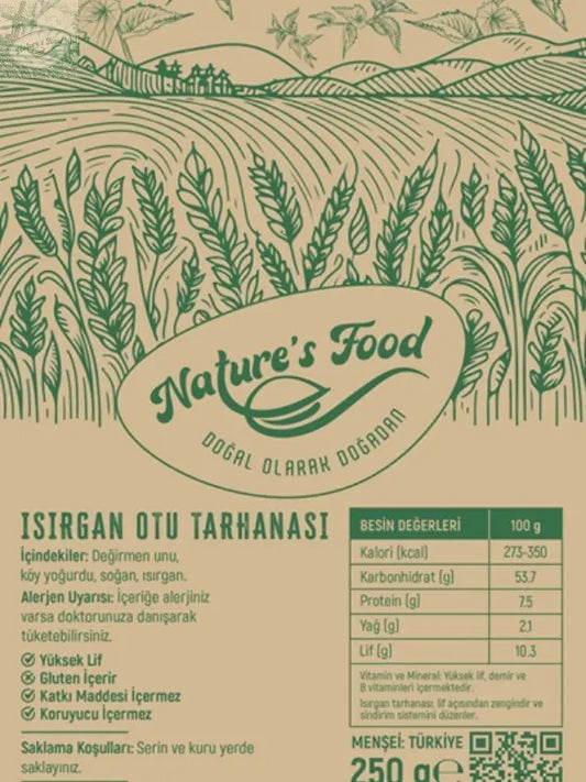 Isırgan Otu Tarhanası 250gr Doğal Isırgan Otundan Koruyucu Katkı Maddesi İçermez Nature's Food